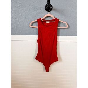 Free People Ribbed Red Bodysuit